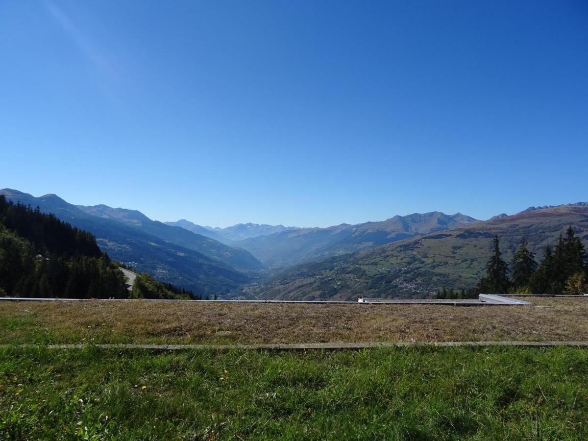 A mountainous landscape with a clear sky.