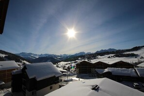 Exterior - 10m from resort center, 3rd floor, view ski slopes, balcony, fireplace or stove, tv, ski locker (Les Saisies)