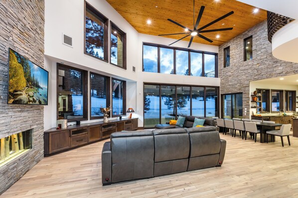 Smart TV, fireplace, computer monitors, printers