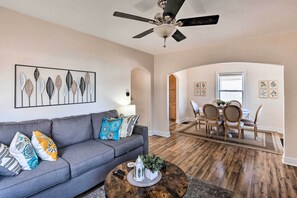 TV, fireplace - Near Churchill Downs: Pet Friendly, Fenced Yard! (Louisville)
