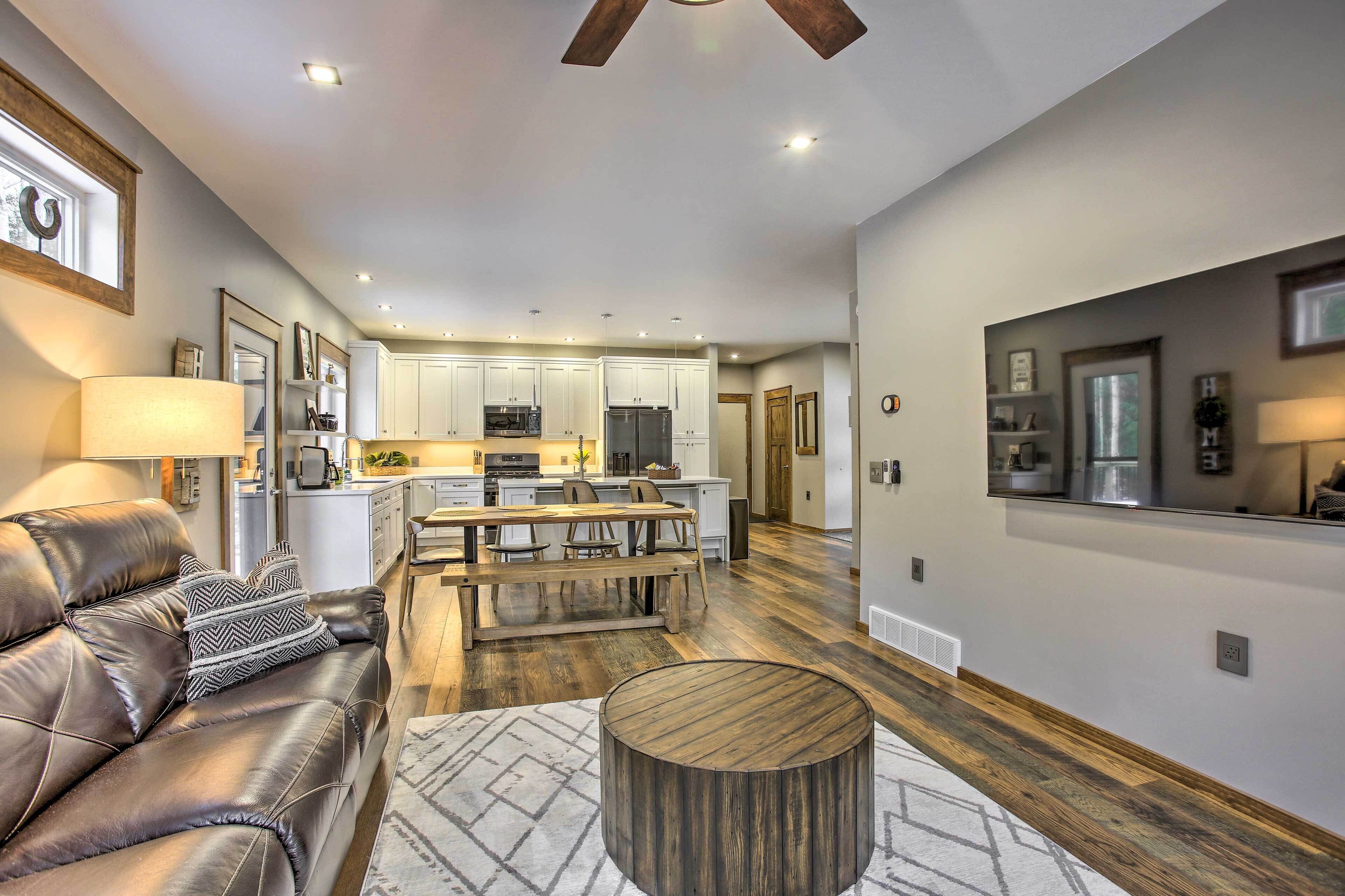 Modern-Chic Interlochen Home w/ Deck & Game Room!