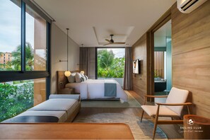 3 bedrooms, premium bedding, minibar, laptop workspace