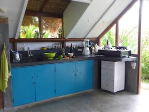 Panoramic Villa | Private kitchen | Fridge, stovetop, cookware/dishes/utensils