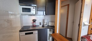 Fridge, microwave, dishwasher