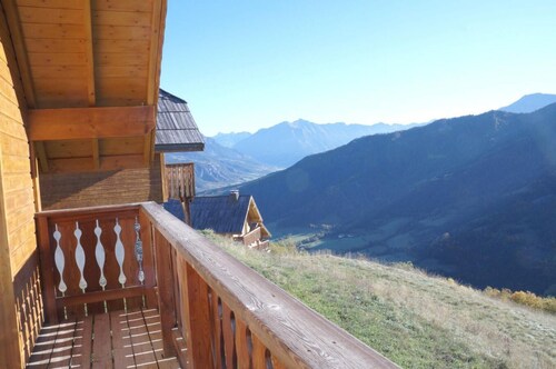 Chalet, vue montagne, terrasse, cheminée ou poêle à bois, casier à ski, 110m², Pra Loup
