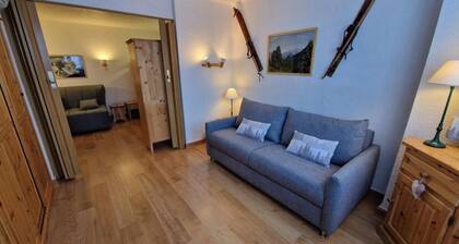 Pied des pistes de ski, 1er Ă©tage, vue station, tĂ©lĂ©vision, casier Ă ski, 45mÂČ, La Plagne