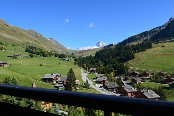 Property grounds - 1st floor, view ski slopes, balcony, fireplace or stove, parking, tv, 50m², Le Grand Bornand (Le Grand-Bornand)
