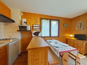 Fridge, microwave, oven, coffee/tea maker - Floor -1, view mountain, terrace, tv, 22m², Le Grand Bornand (Le Grand-Bornand)