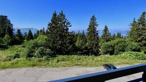 A view of a forested area with a road and a car in the foreground. - 100m from ski slopes, 3rd floor, tv, ski locker, 21m², Chamrousse (Chamrousse)