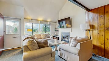 Télévision, cheminée, table de tennis de table