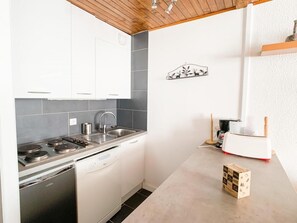 Fridge, microwave, dishwasher