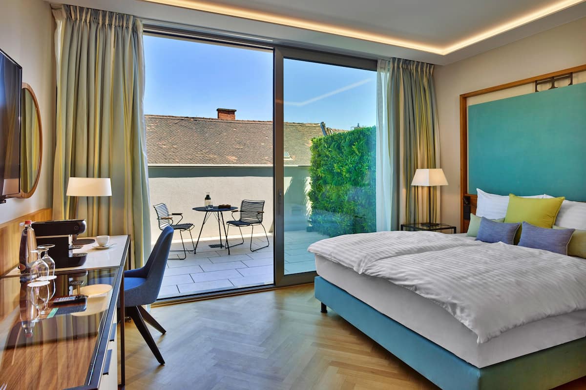 Classic Double Room with Terrace | Down duvets, minibar, in-room safe, desk