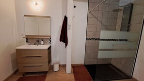 Shower, hair dryer, towels, toilet paper - Bright loft-style apartment in the woods (Saint-Paulet-de-Caisson)