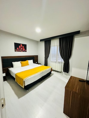 In-room safe, desk, laptop workspace, soundproofing