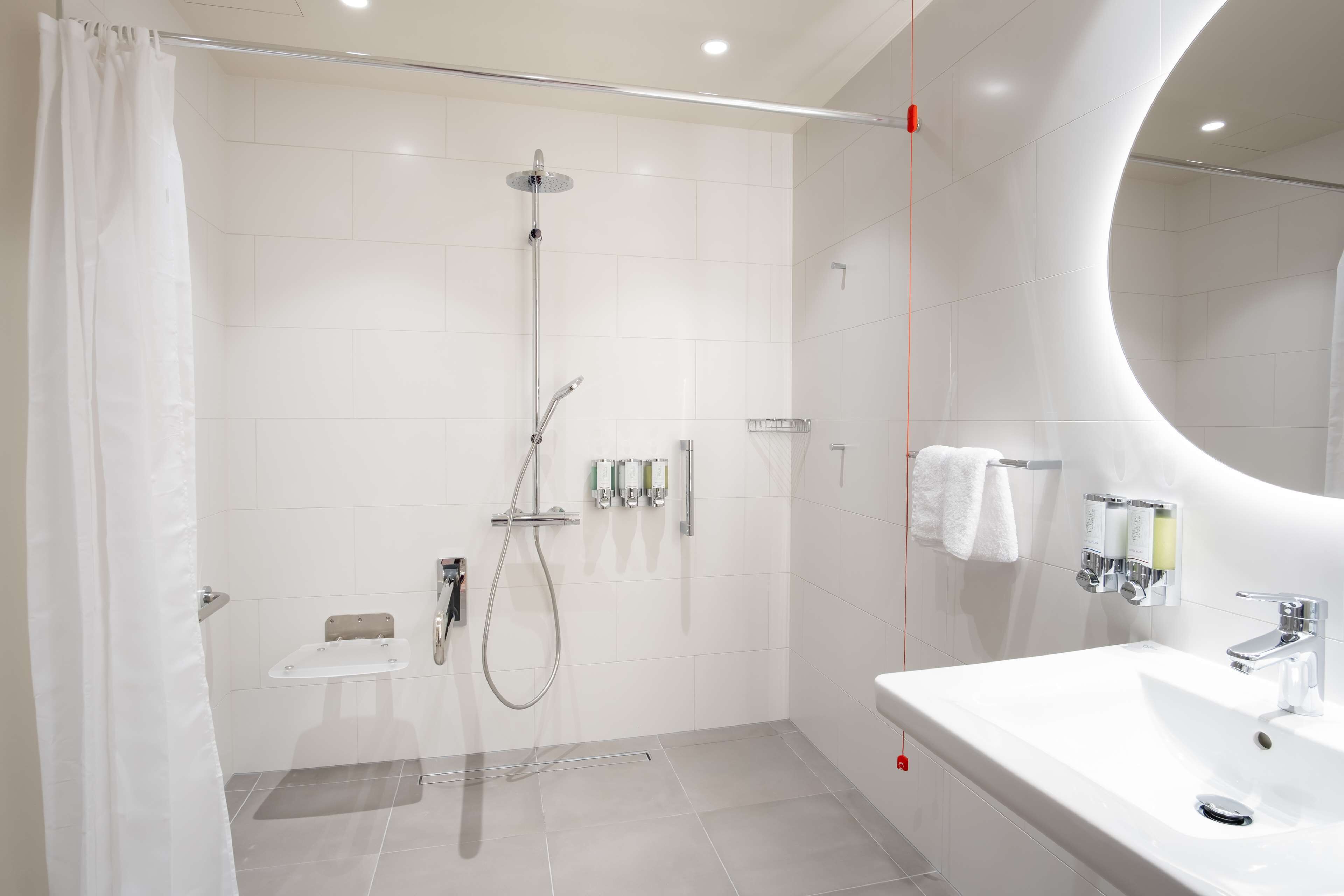 room, 1 king bed, accessible | bathroom shower