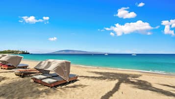 On the beach, beach towels