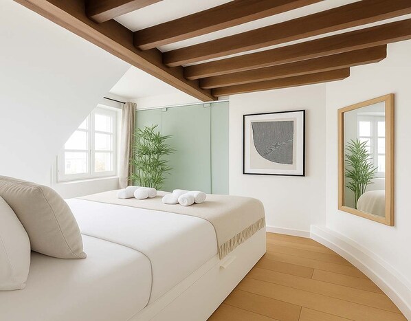 1 habitación, tabla de planchar con plancha, cuna de viaje y wifi