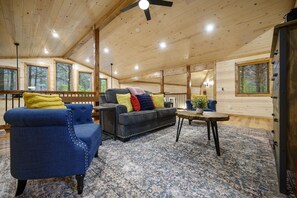 Smart TV, fireplace, video games, Hulu