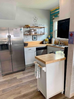 Fridge, microwave, oven, stovetop - Surfs Up,  Second Row, Upper Level Unit (Folly Beach)