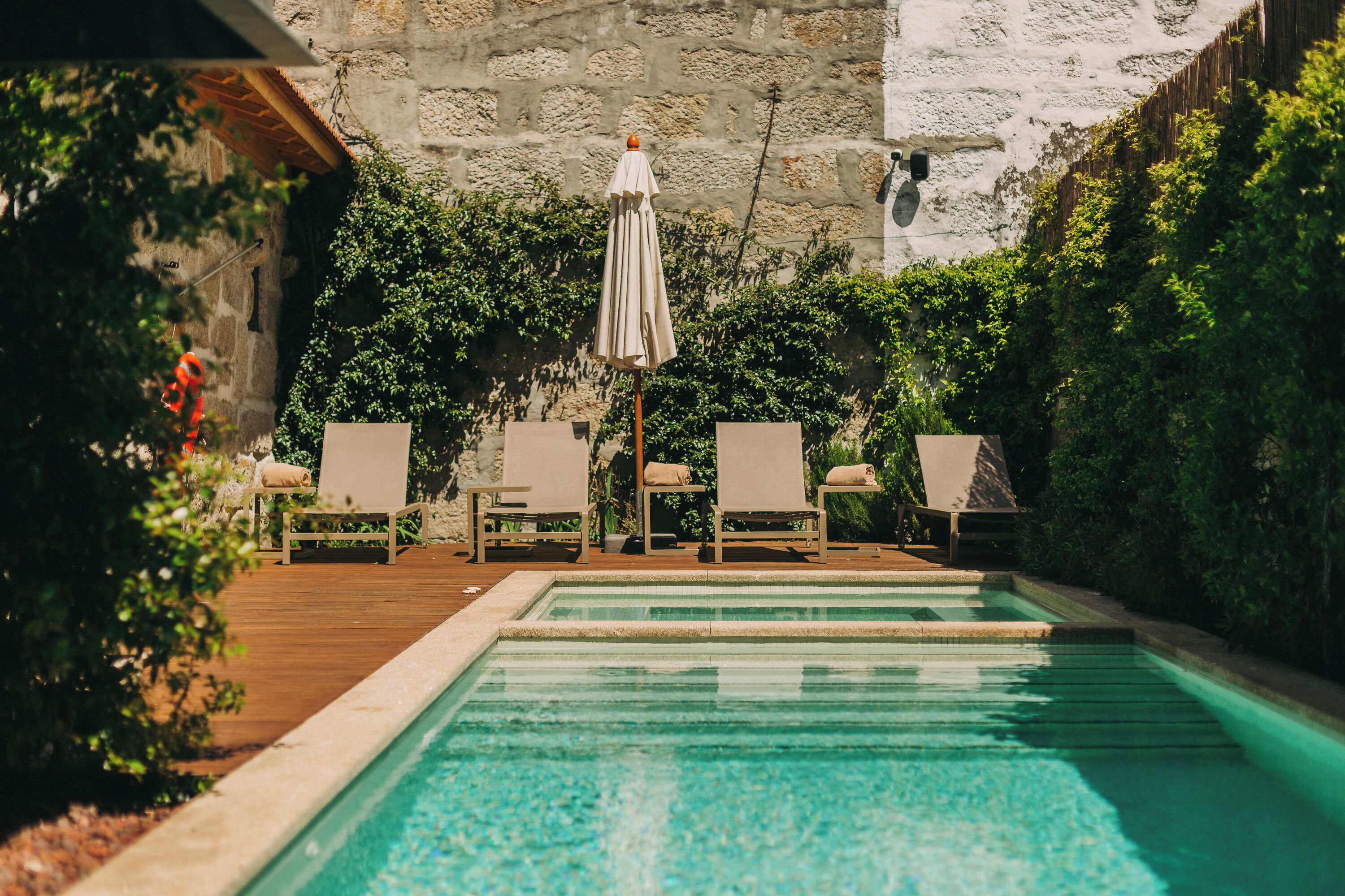 Outdoor pool, open 8:00 AM to 8:00 PM, sun loungers