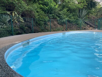 Duplex on the small beach of the Cousteau reserve with sea access