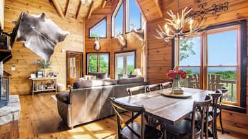 Smart TV, fireplace, DVD player, foosball