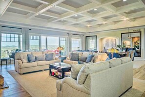Smart TV, fireplace, video games, DVD player