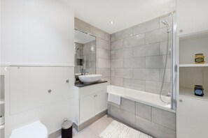 Bathtub, hair dryer
