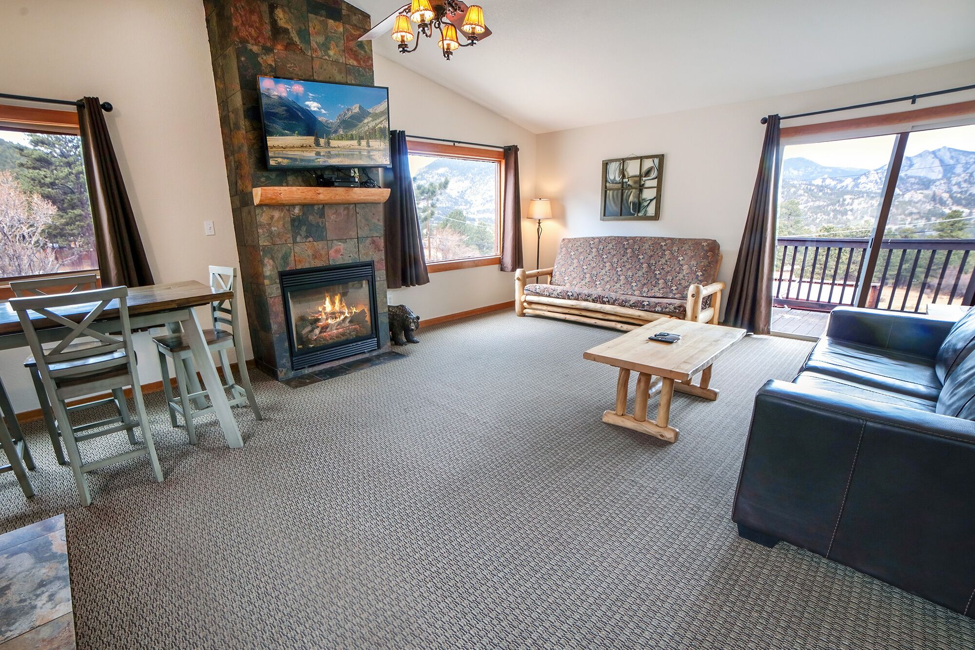 TV, fireplace, DVD player, video library