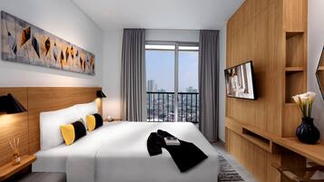 Premium bedding, in-room safe, blackout drapes, iron/ironing board