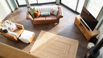 Televisión y chimenea