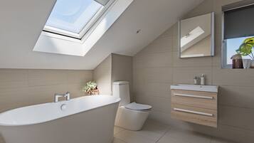 Bathtub, hair dryer