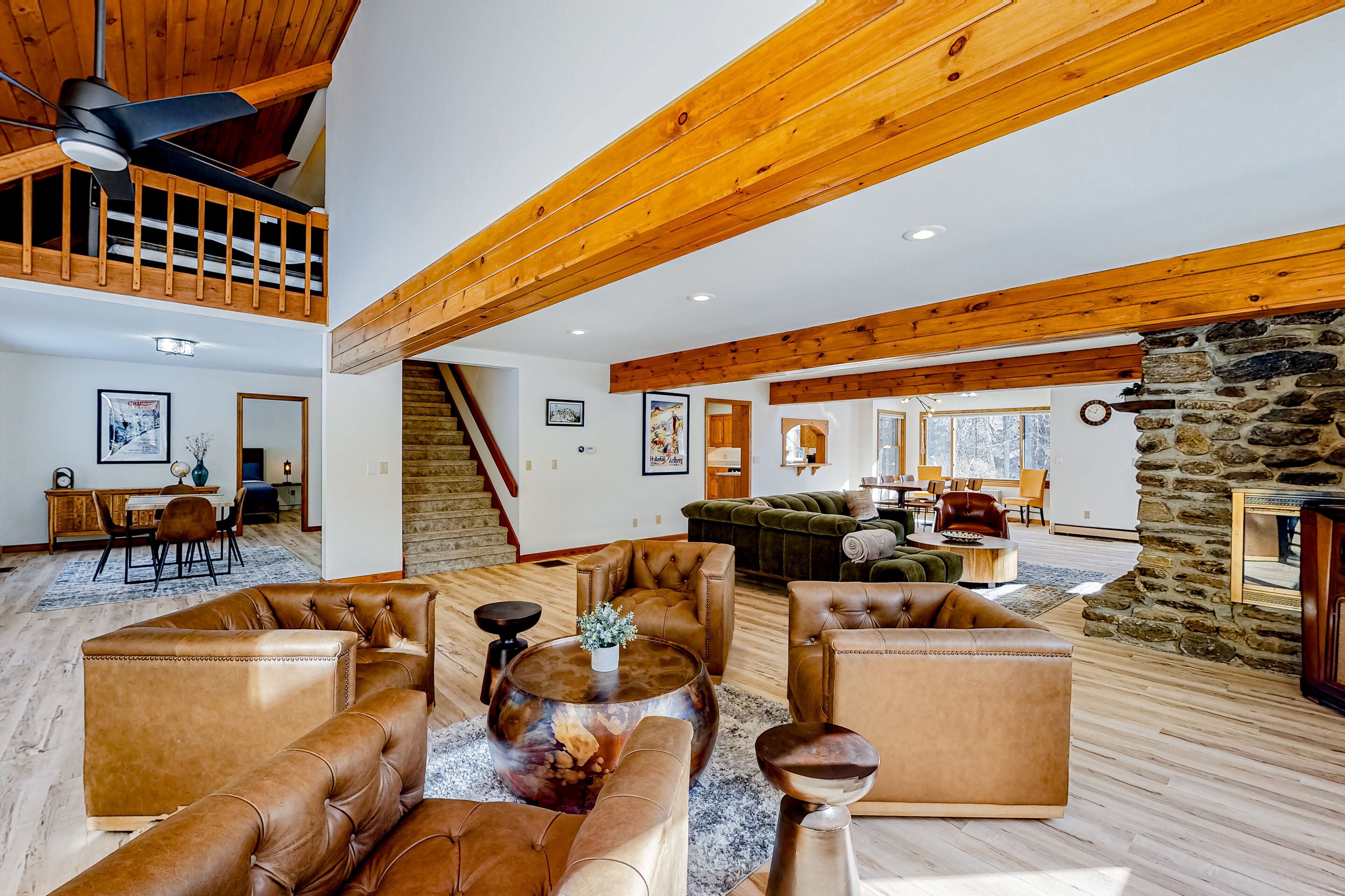 Secluded home on 15 acres with hot tub, sauna, fireplaces, deck & Jay Peak views