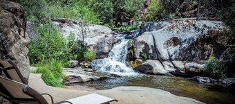 Waterfall View, Heated Endless Pool, Hot Tub, Game Room, Gazebo with Fire Pit