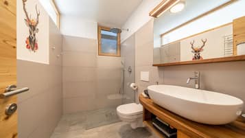 Dusche, kostenlose Toilettenartikel, Haartrockner, HandtĂŒcher