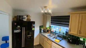 Apartment | Private kitchen | Fridge, microwave, oven, stovetop