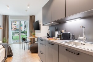 套房, 露台 (Single) | 私人厨房 | 冰箱、炉灶、意式浓缩咖啡机、电热水壶