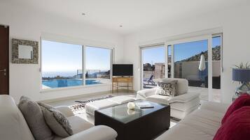 Televisión, reproductor de DVD, libros