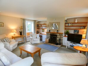 Fernseher, Kamin, Bücher
