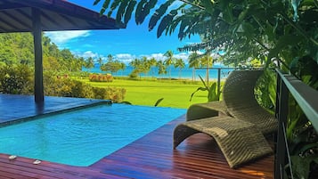 Deluxe Villa, Private Pool | Premium bedding, minibar, in-room safe, individually decorated