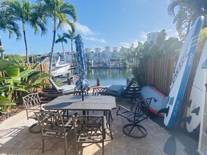 Outdoor dining - Lovely two story home on the water (Hallandale Beach)
