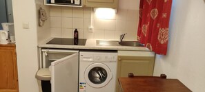 Fridge, microwave, dishwasher