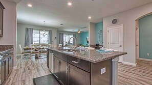 Fridge, microwave, oven, stovetop - Stunning pool home, Storey Lake, FREE RESORT FACILITIES! (Kissimmee)