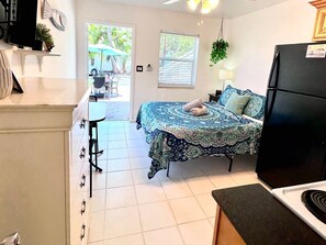 1 bedroom, desk, iron/ironing board, travel cot