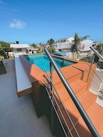 Outdoor pool, sun loungers