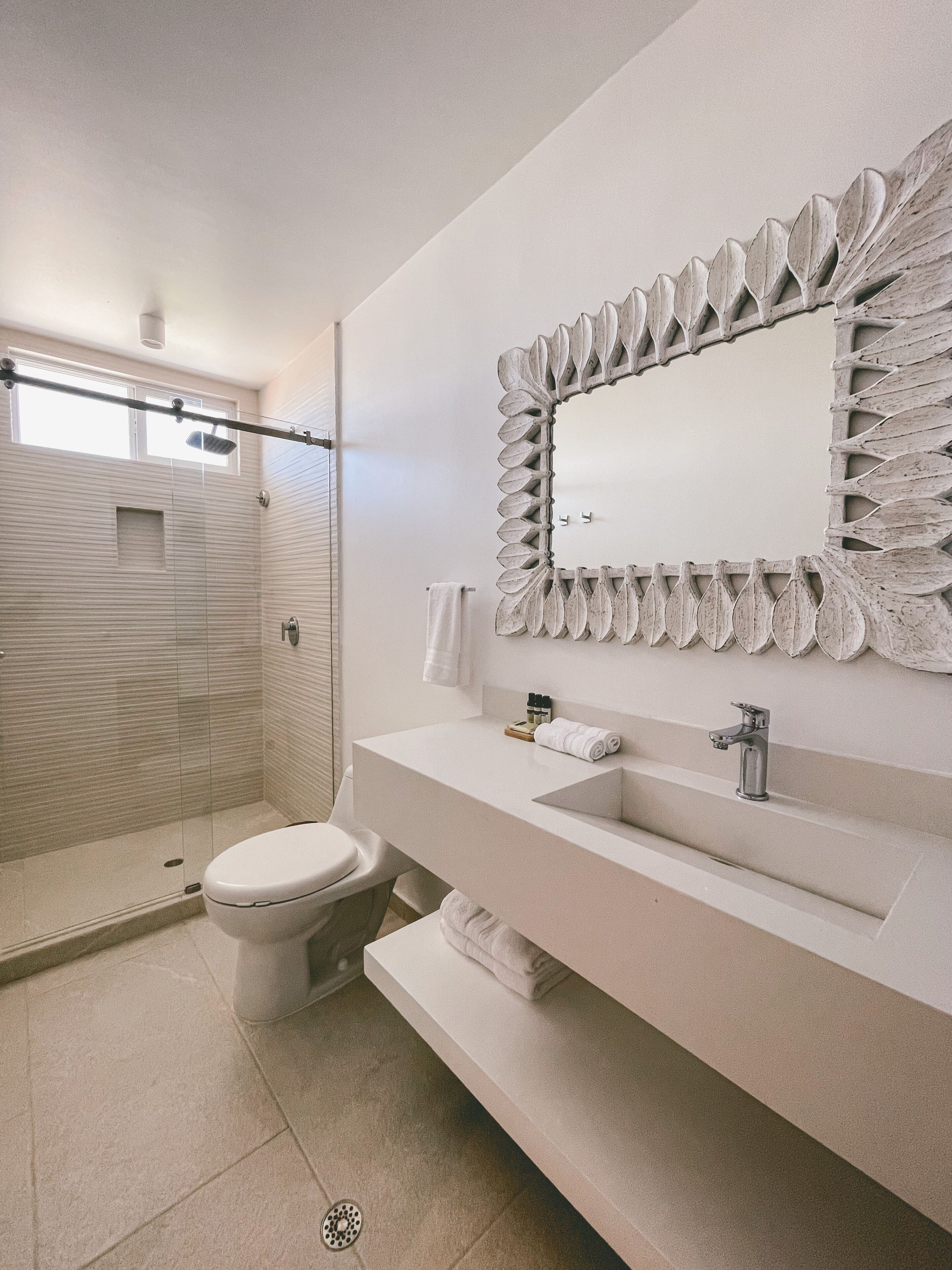 premium room | bathroom | shower, rainfall showerhead, towels