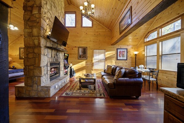 Smart TV, fireplace, video games