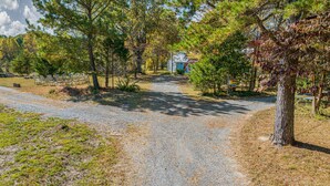 A gravel path leading to a rustic cabin surrounded by trees. - Wilderness Country Inn: France (Mentone)