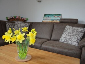 Tv, eldstad, dvd-spelare och en stereo