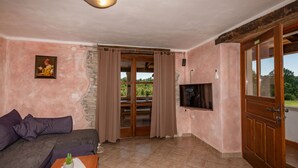 TV, fireplace